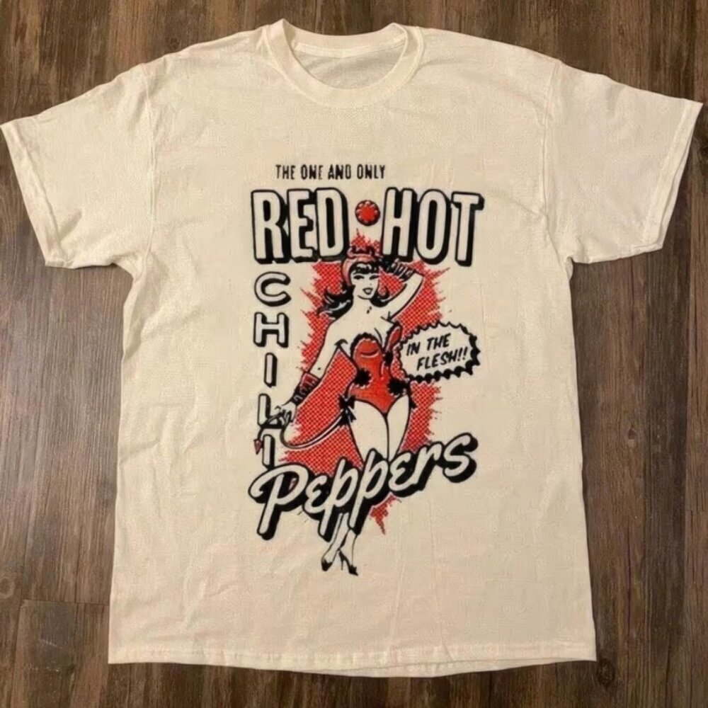 Red Hot Chili Peppers 9s White Retro Band Music Fan Graphic Art Unisex T-Shirt